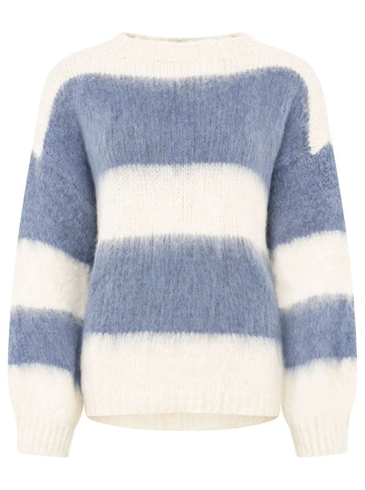 💕 Zwillingsherz Oversize Kuschel Pullover "Streifen" Blau