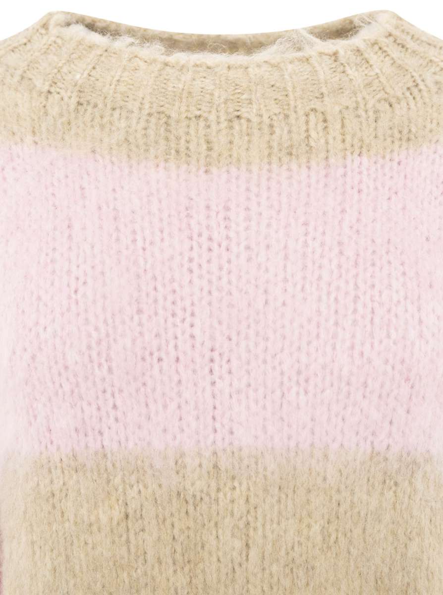 💕 Zwillingsherz Oversize Kuschel Pullover "Streifen" Beige