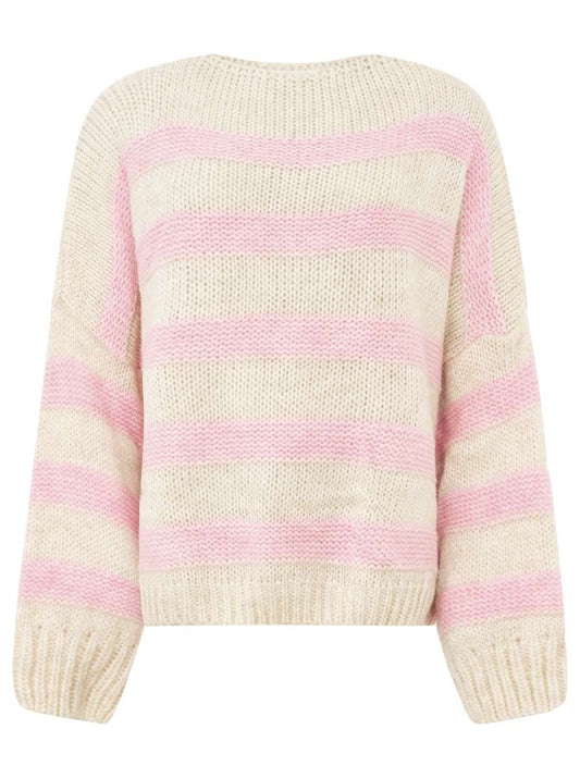 💕 Zwillingsherz Strickpullover "Streifen" Rosa