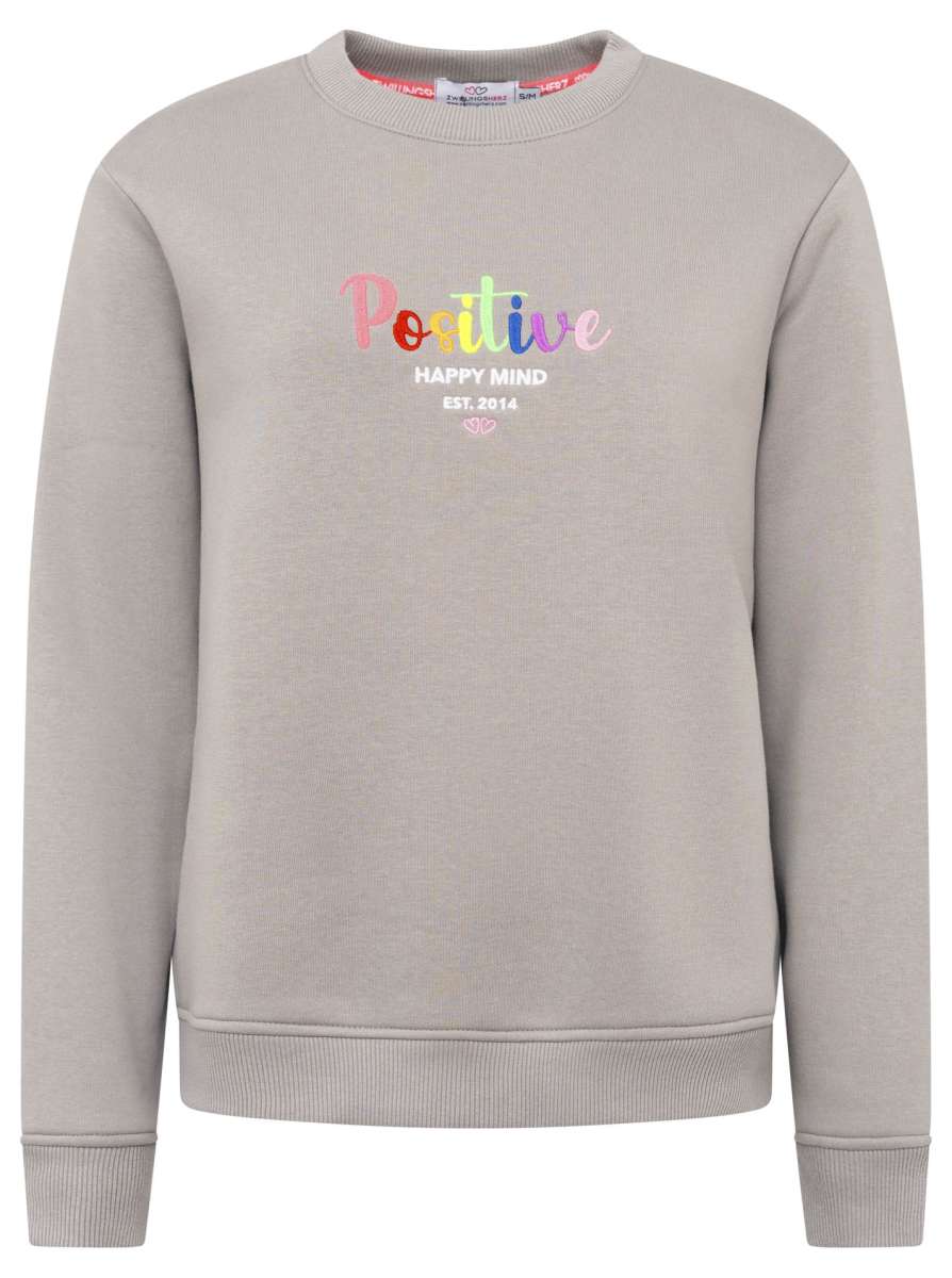 💕 Zwillingsherz Sweatshirt "Positive Rainbow" Sweater Mittelgrau