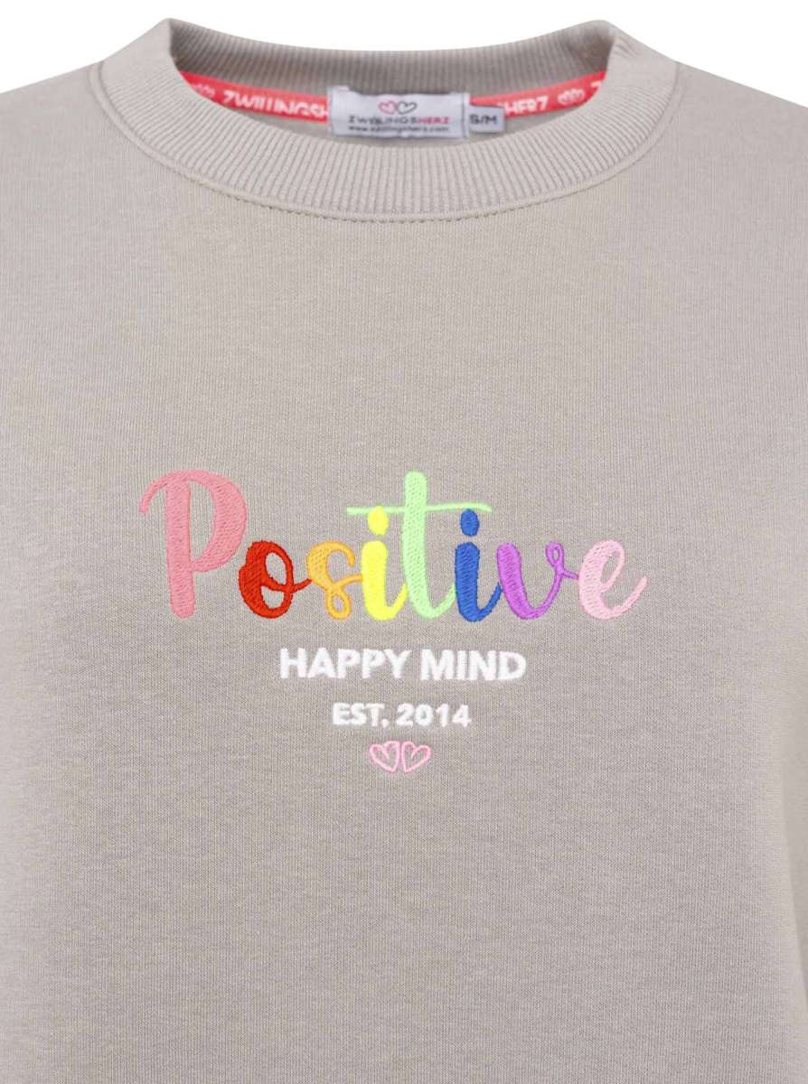 💕 Zwillingsherz Sweatshirt "Positive Rainbow" Sweater Mittelgrau