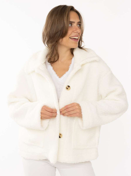 💕 Zwillingsherz Teddy Jacke "City Life" Weiß