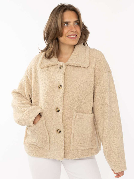 💕 Zwillingsherz Teddy Jacke "City Life" Beige