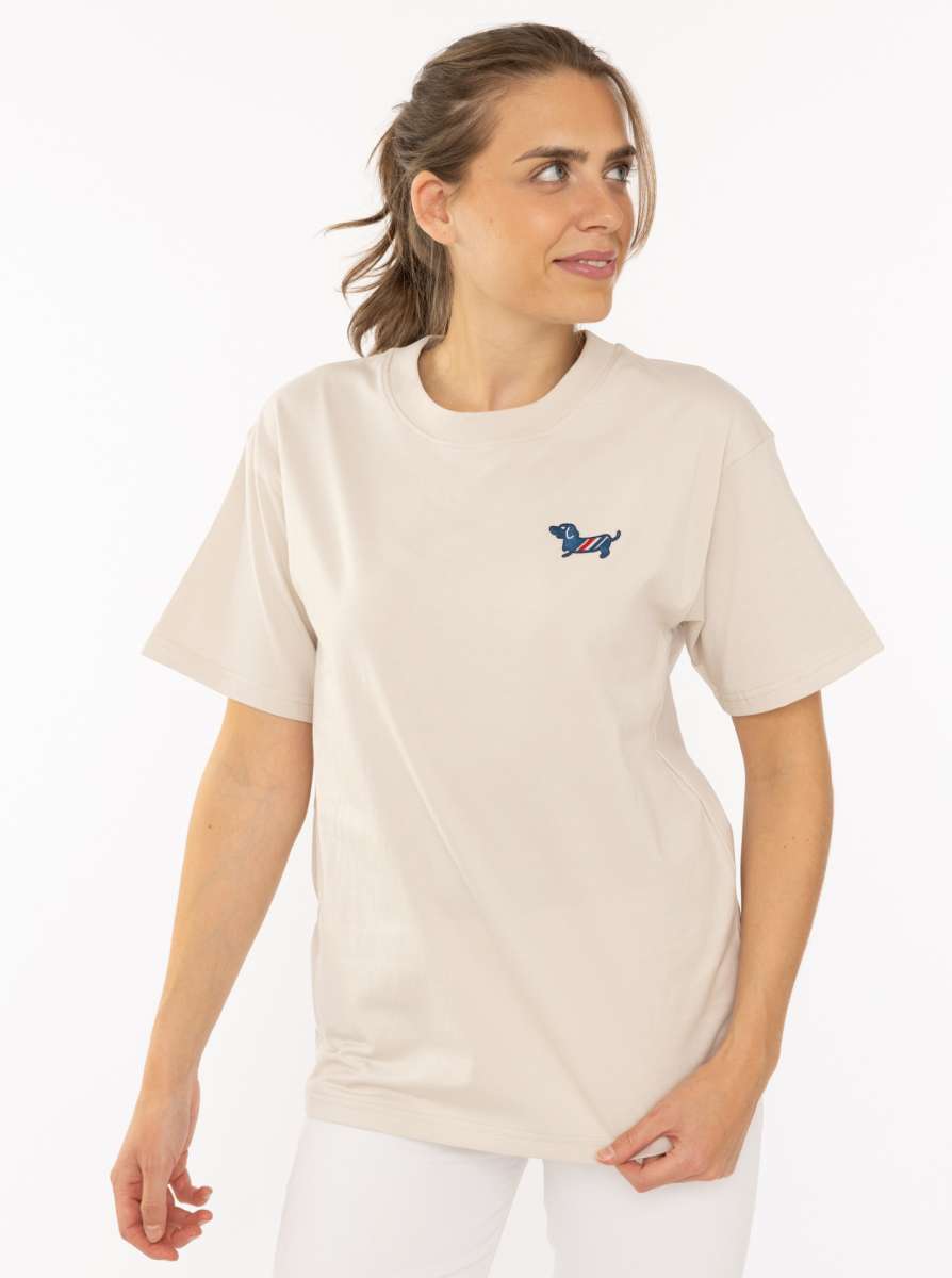 💕 Zwillingsherz Shirt 100 % Cotton "Dackel" Baumwolle Beige