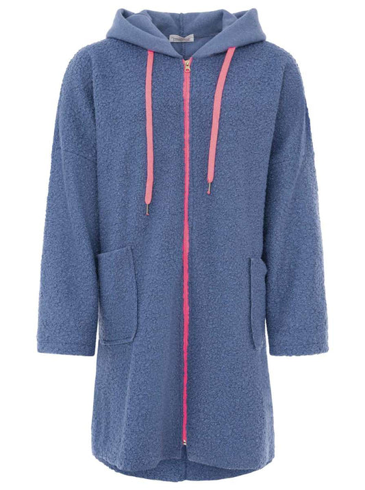 💕 Zwillingsherz Oversize Teddy Mantel "Neon" Jeansblau