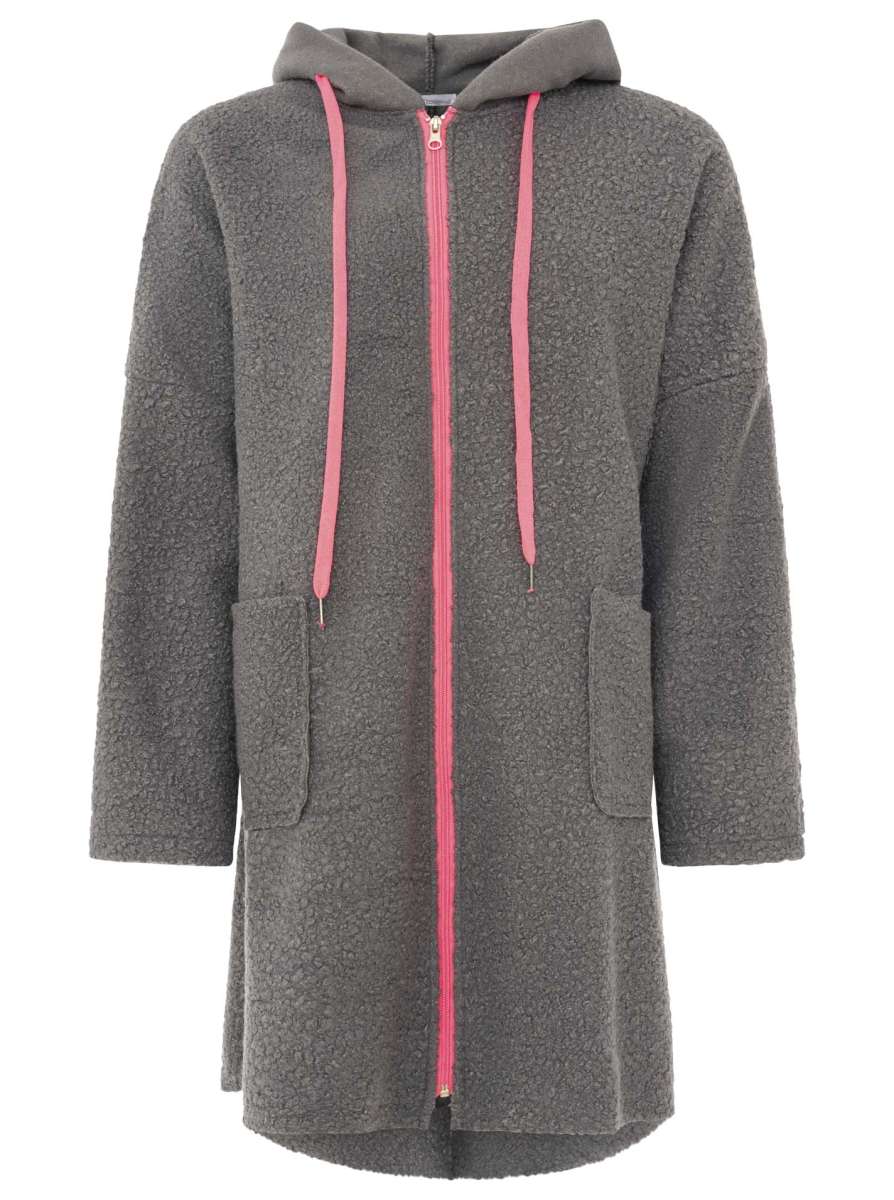 💕 Zwillingsherz Oversize Teddy Mantel "Neon" Grau