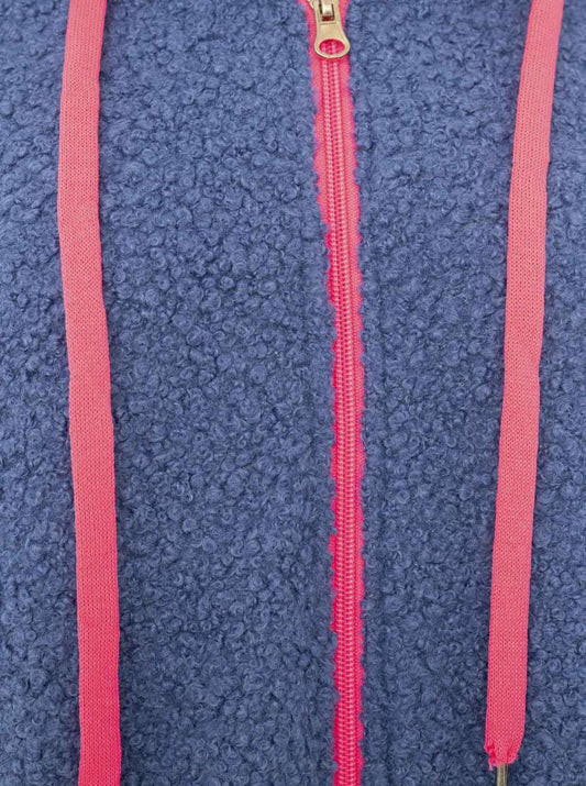 💕 Zwillingsherz Oversize Teddy Mantel "Neon" Jeansblau