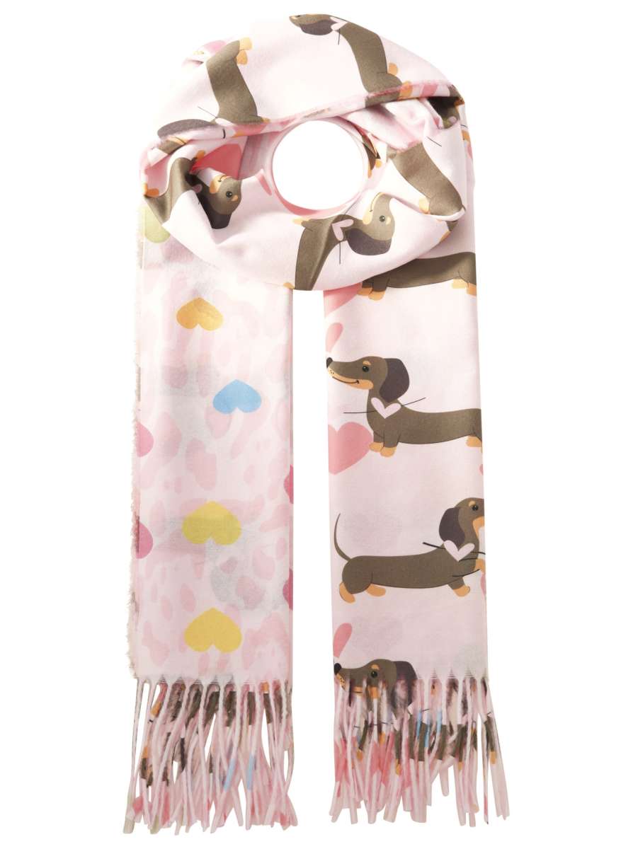 💕 Zwillingsherz Schal "Dackel Love" Rosa