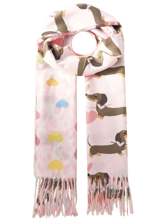 💕 Zwillingsherz Schal "Dackel Love" Rosa