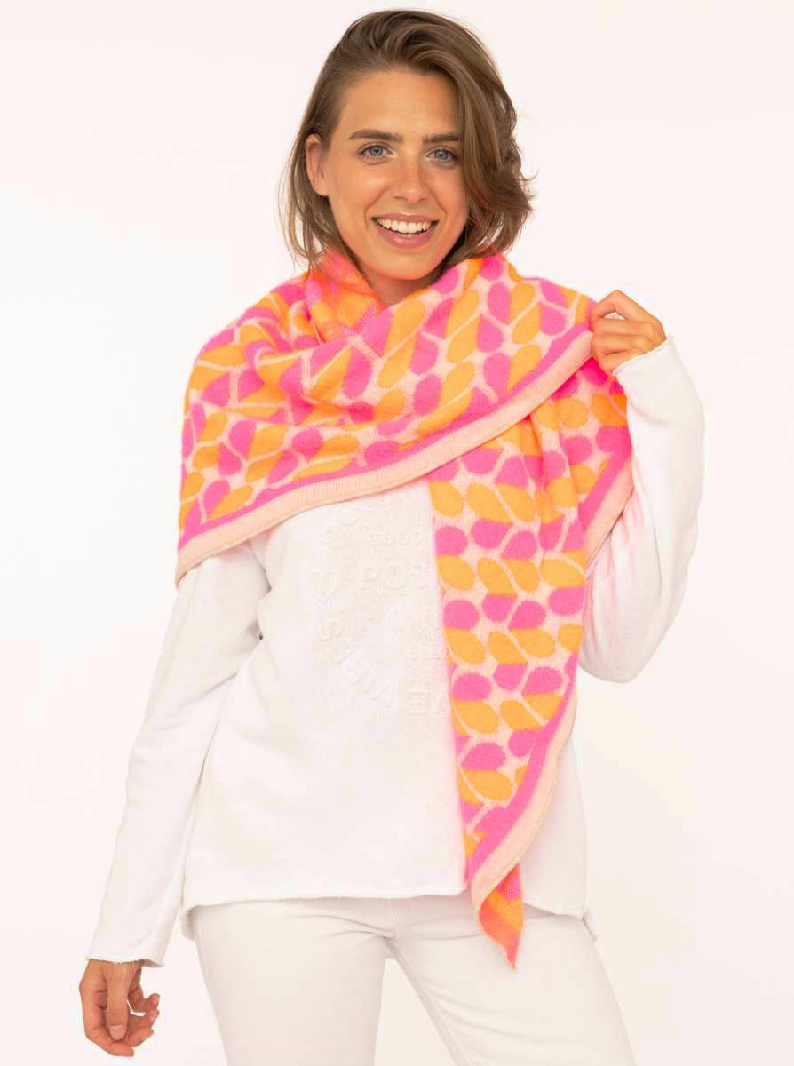 💕 Zwillingsherz Dreieckstuch "Herz" Wolle Kaschmir Pink Orange
