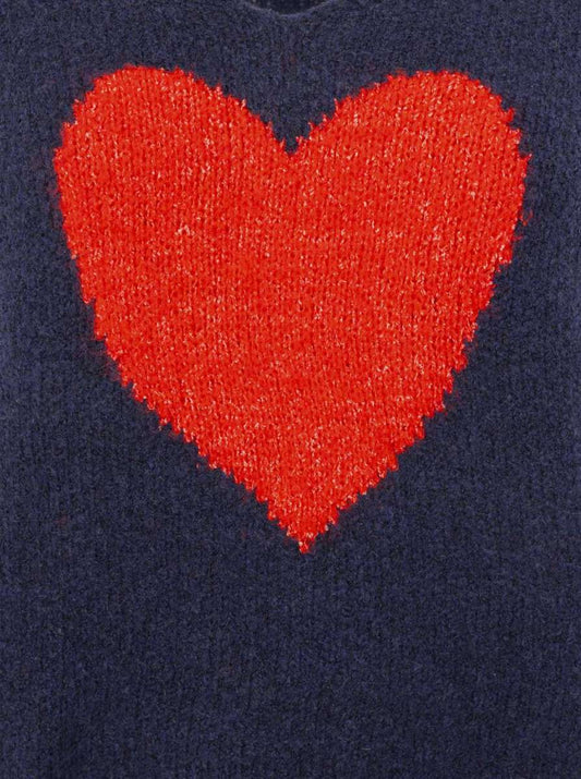 💕 Zwillingsherz Kuschel Pullover "Wollmix Herz" Pullover Navy