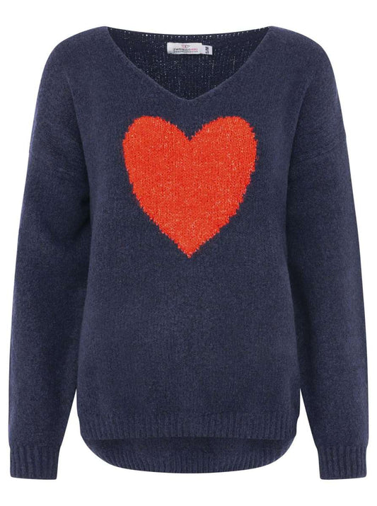 💕 Zwillingsherz Kuschel Pullover "Wollmix Herz" Pullover Navy