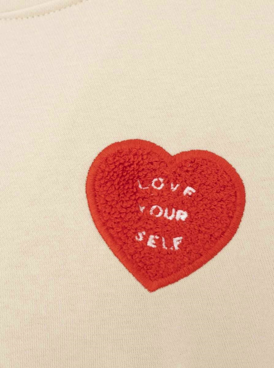 💕 Zwillingsherz Sweatshirt "Patch & Herz" Sweater Hellbeige