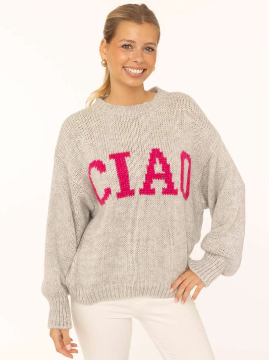 💕 Zwillingsherz Pullover Mohair Mix "Ciao" Hellgrau