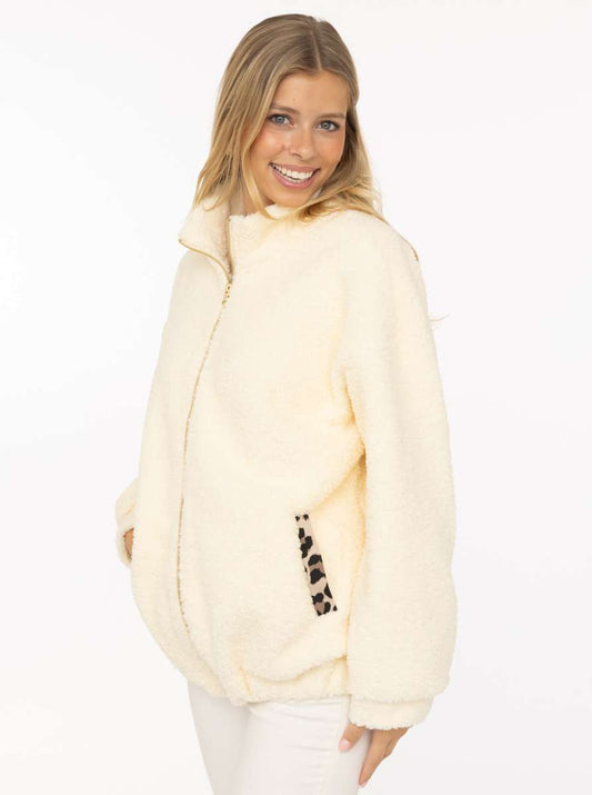 💕 Zwillingsherz Fleece Teddy Jacke "Small Leo" Hellbeige
