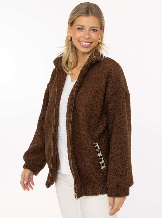 💕 Zwillingsherz Fleece Teddy Jacke "Small Leo" Braun