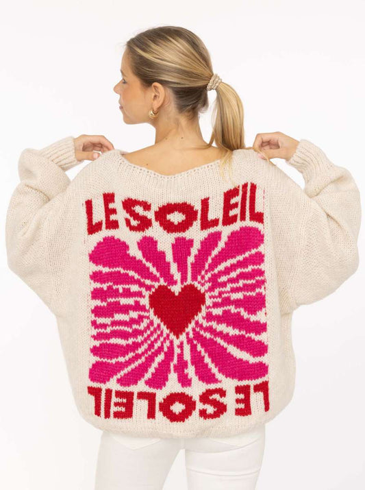 💕 Zwillingsherz Strickpullover Oversize Mohair "Solei" Pullover Hellbeige