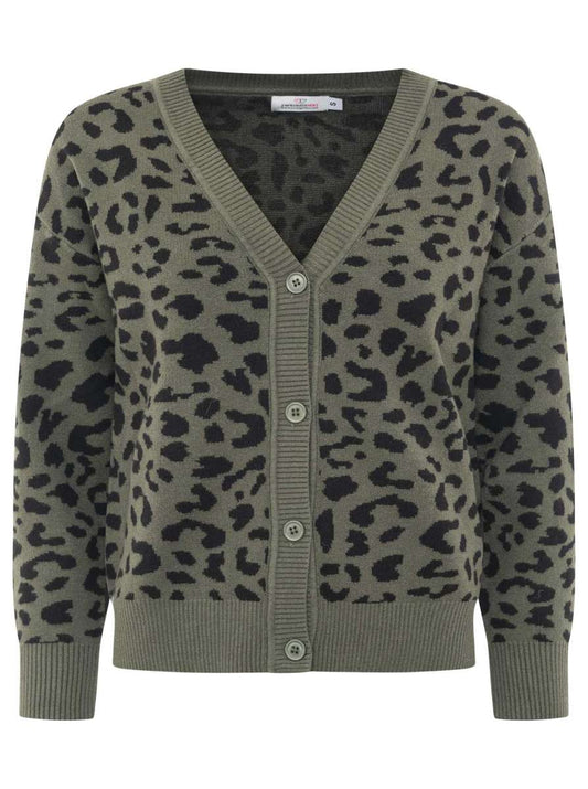 💕 Zwillingsherz Strickjacke Cardigan "Classic Leo" 100 % Baumwolle Khaki