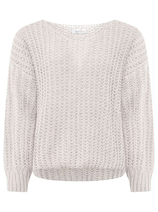💕 Zwillingsherz Pullover "Große Maschen" Hellgrau