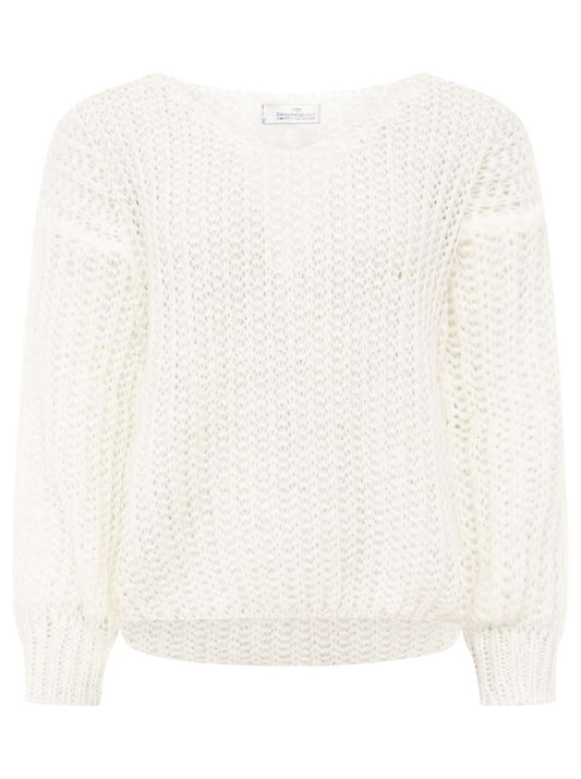 💕 Zwillingsherz Pullover "Große Maschen" Wollweiß