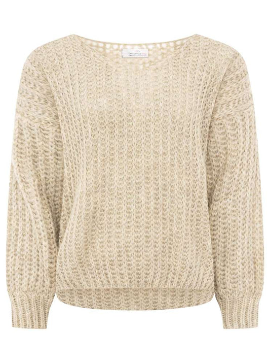 💕 Zwillingsherz Pullover "Große Maschen" Beige