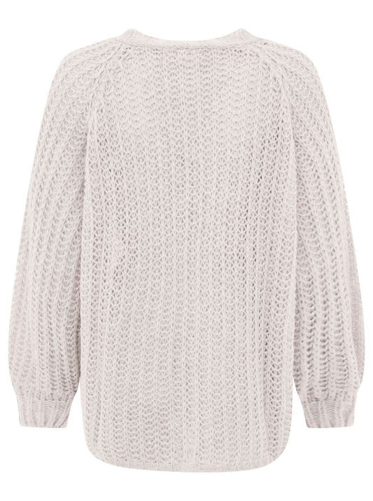 💕 Zwillingsherz Cardigan "Grobe Maschen" Strickjacke Hellgrau