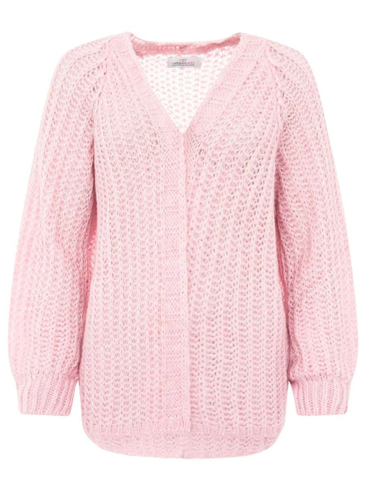 💕 Zwillingsherz Cardigan "Grobe Maschen" Strickjacke Rosa