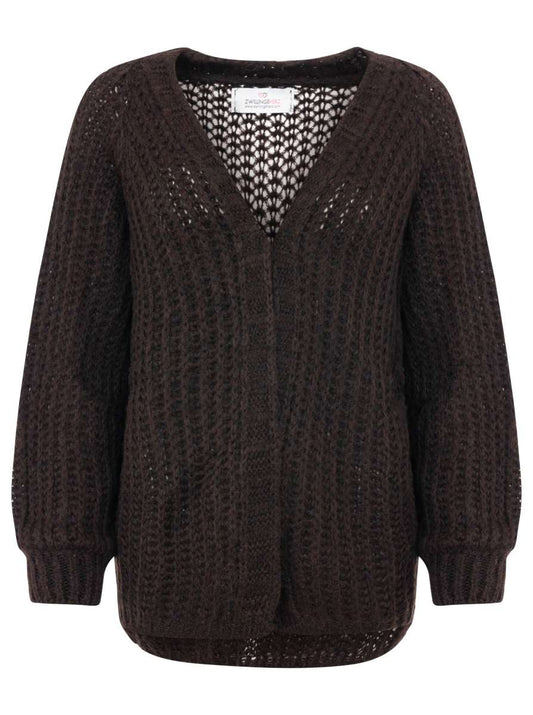 💕 Zwillingsherz Cardigan "Grobe Maschen" Strickjacke Braun