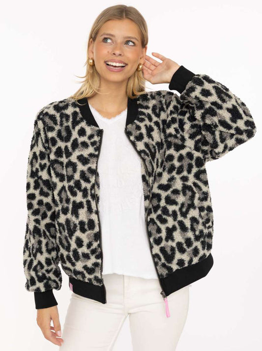 💕 Zwillingsherz Bomberjacke Teddy "Classic Leo" Grau