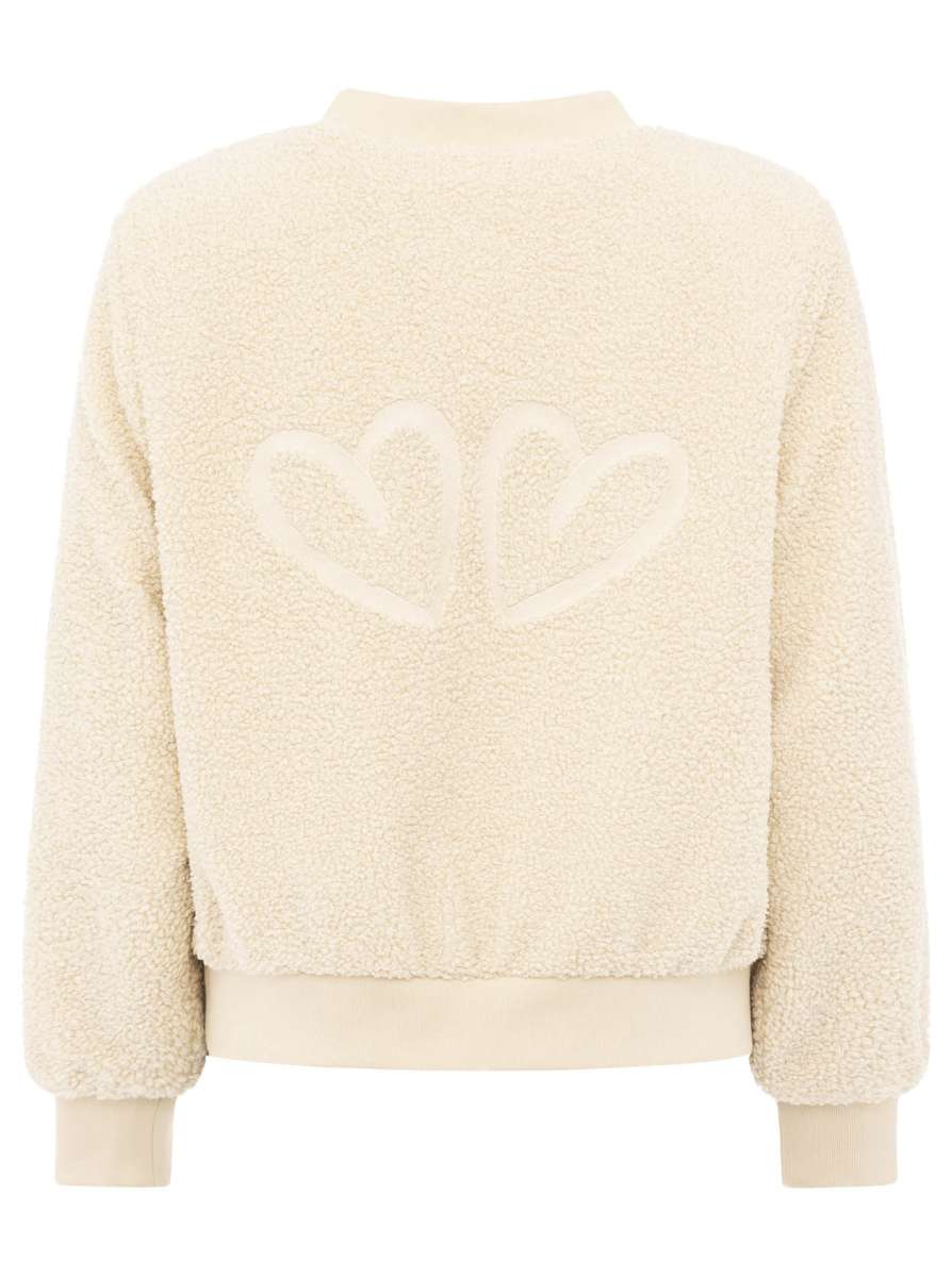 💕 Zwillingsherz Bomberjacke Teddy "Good Vibes" Hellbeige