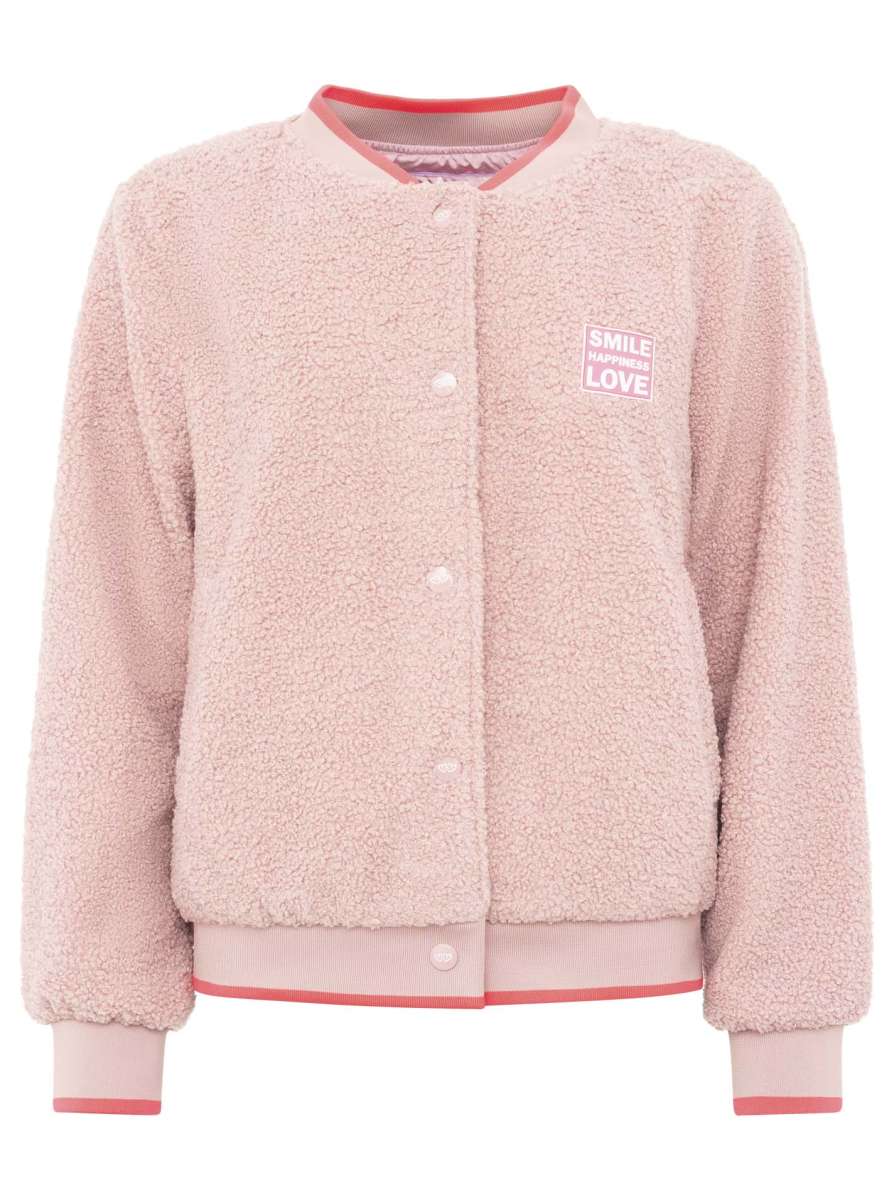💕 Zwillingsherz Bomberjacke Teddy "Smile Love" Altrosa