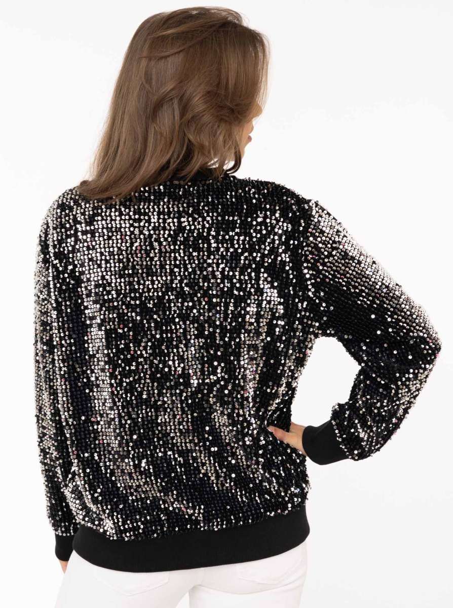 💕 Zwillingsherz Bomberjacke "Glitzer" Schwarz