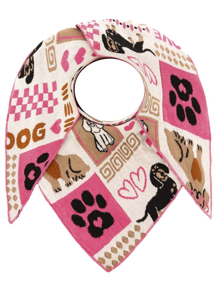 💕 Zwillingsherz Dreieckstuch "Hund Knochen Pfote" Baumwolle Pink