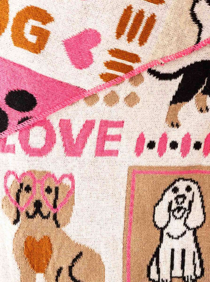 💕 Zwillingsherz Dreieckstuch "Hund Knochen Pfote" Baumwolle Pink