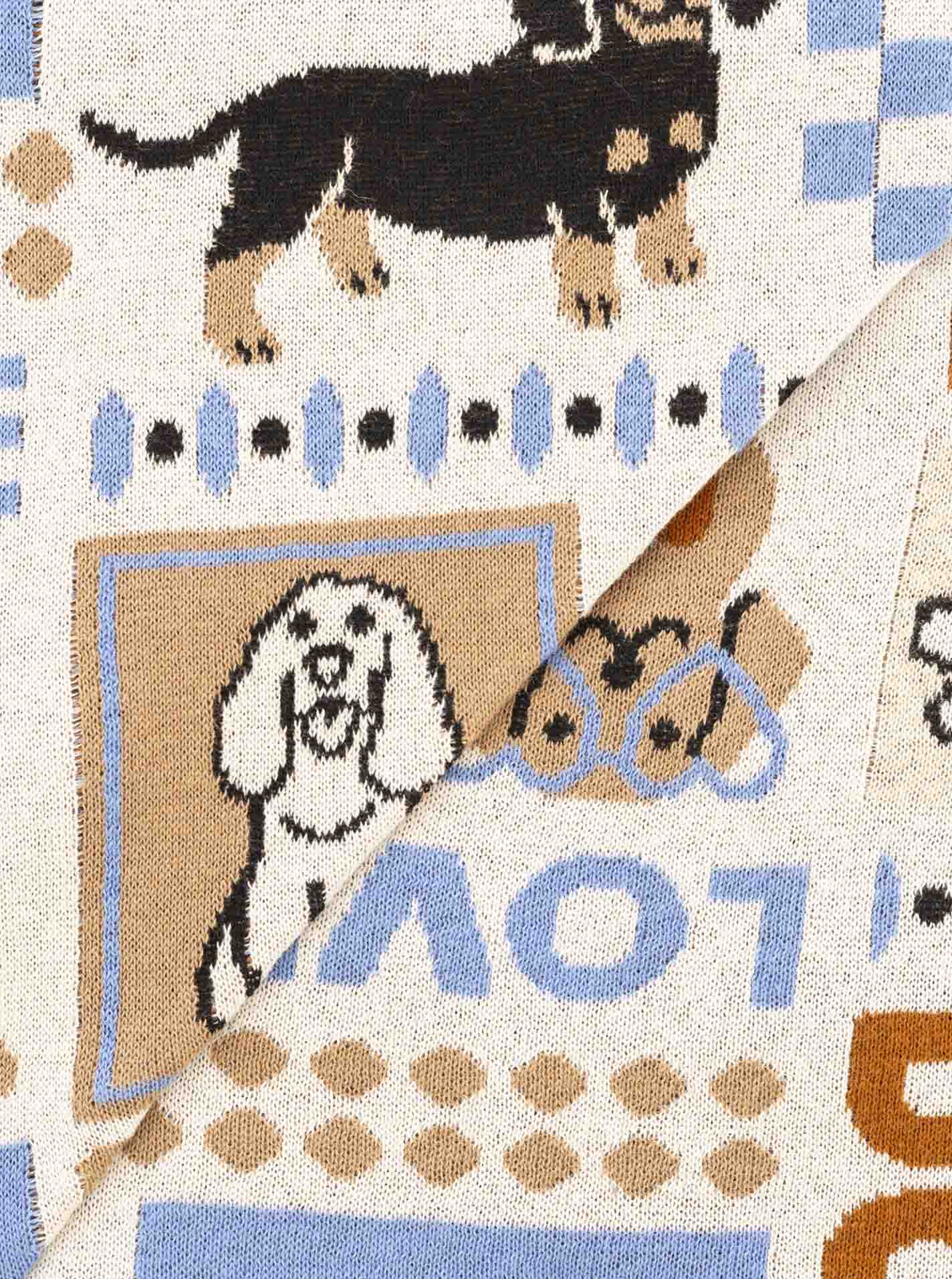 💕 Zwillingsherz Dreieckstuch "Hund Knochen Pfote" Baumwolle Blau