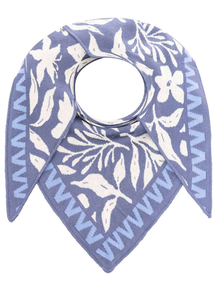 💕 Zwillingsherz Dreieckstuch "Blumen Zick Zack" Baumwolle Blau