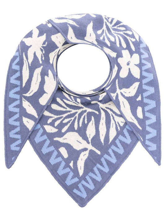 💕 Zwillingsherz Dreieckstuch "Blumen Zick Zack" Baumwolle Blau