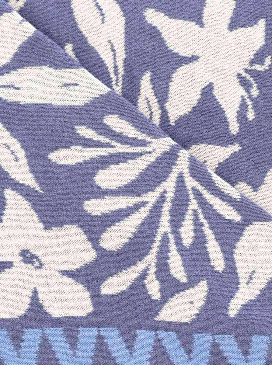 💕 Zwillingsherz Dreieckstuch "Blumen Zick Zack" Baumwolle Blau