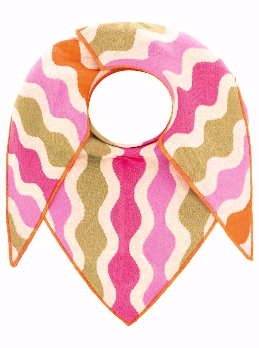 💕 Zwillingsherz Dreieckstuch "Kurvige Streifen" Pink Orange Khaki