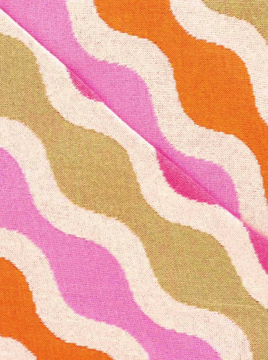 💕 Zwillingsherz Dreieckstuch "Kurvige Streifen" Pink Orange Khaki