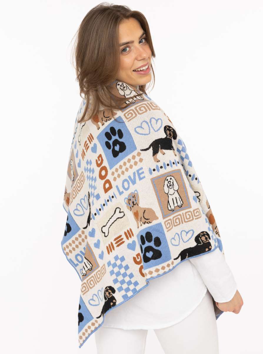 💕 Zwillingsherz Dreieckstuch "Hund Knochen Pfote" Baumwolle Blau