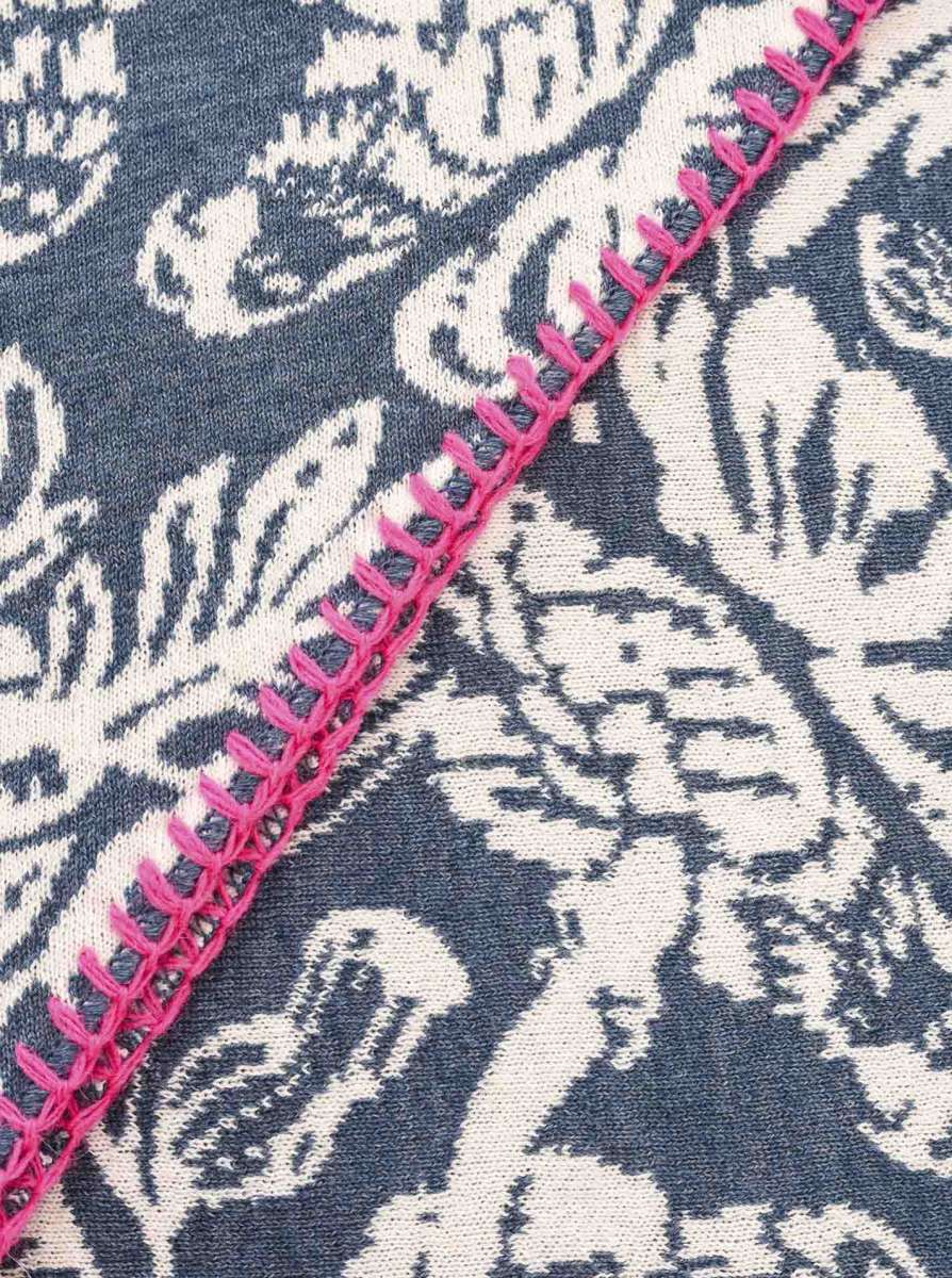 💕 Zwillingsherz Dreieckstuch "Papagei" Baumwolle Jeansblau