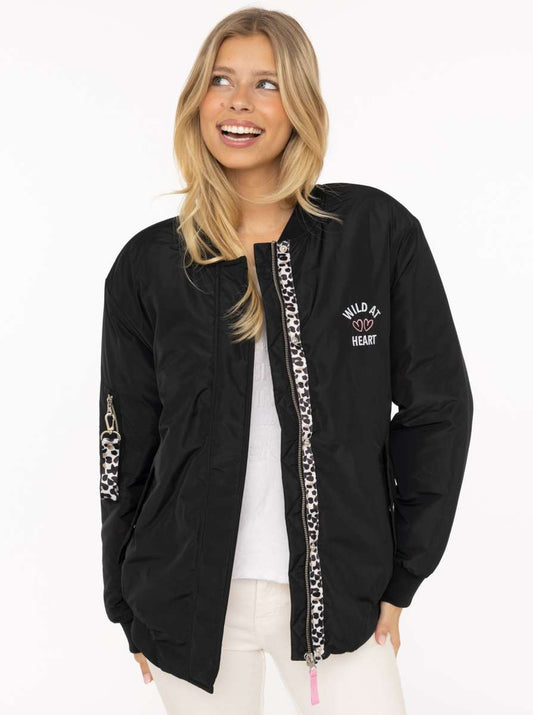 💕 Zwillingsherz Bomberjacke "Wild at Heart" Schwarz