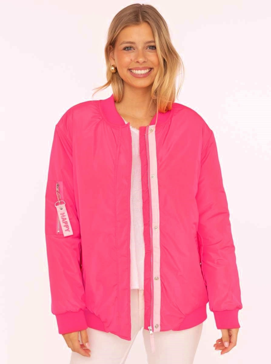 💕 Zwillingsherz Bomberjacke "Happy" Neonpink