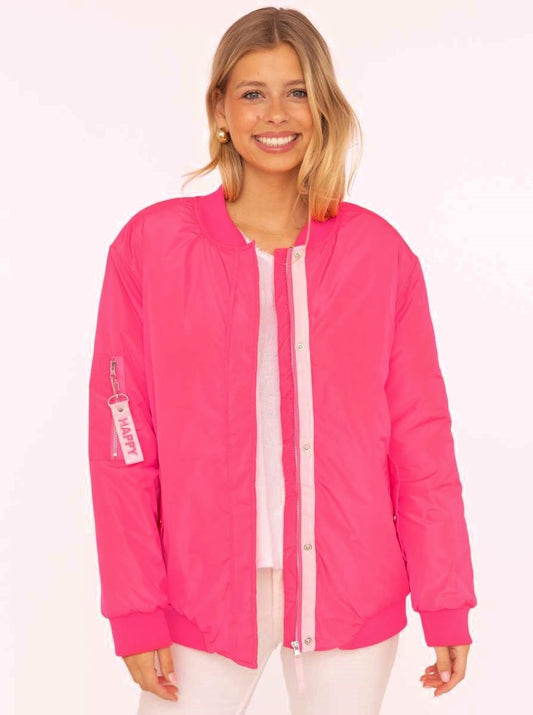 💕 Zwillingsherz Bomberjacke "Happy" Neonpink