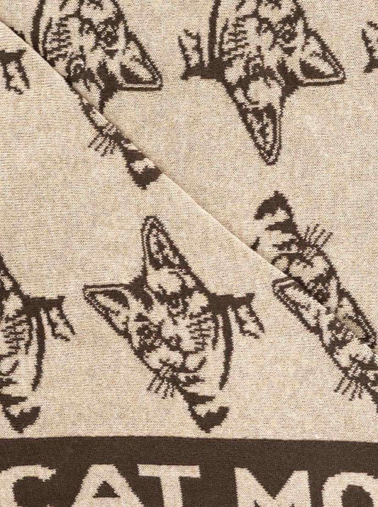 💕 Zwillingsherz Dreieckstuch "Cat Mom" Baumwolle Beige