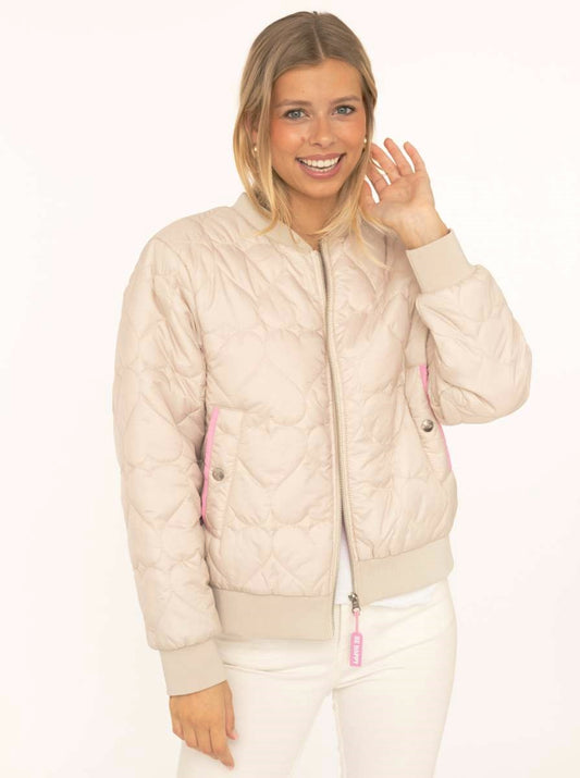 💕 Zwillingsherz Bomberjacke "Be Happy" Beige