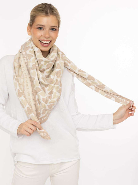 💕 Zwillingsherz Dreieckstuch "My Heart" Baumwolle Beige