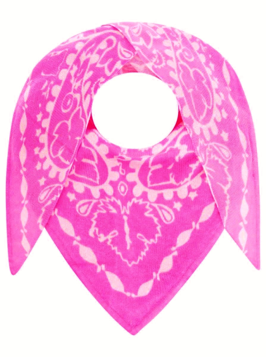 💕 Zwillingsherz Dreieckstuch 100 % Kaschmir "Paisley" Neonpink