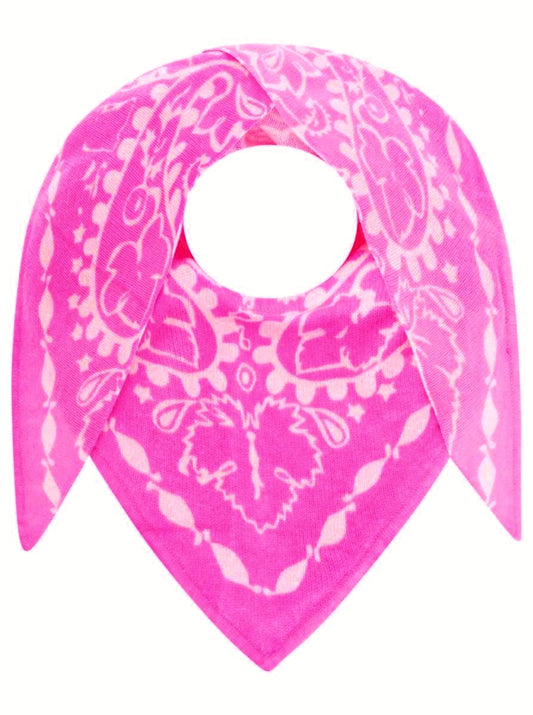 💕 Zwillingsherz Dreieckstuch 100 % Kaschmir "Paisley" Neonpink